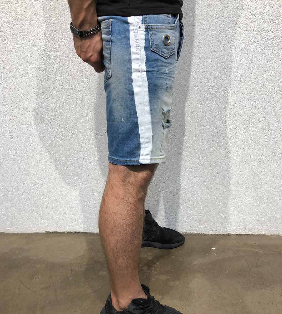 Mens shorts jean white stripe BL3260