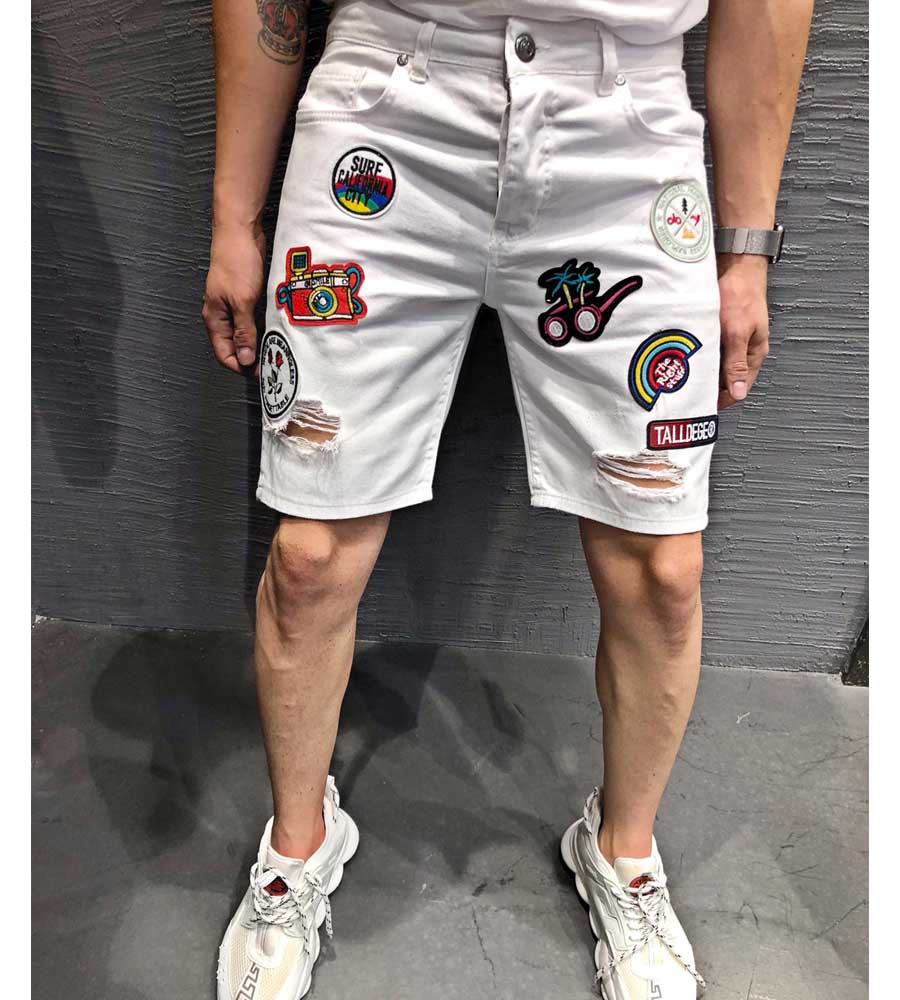 Mens jean shorts stickers K7072