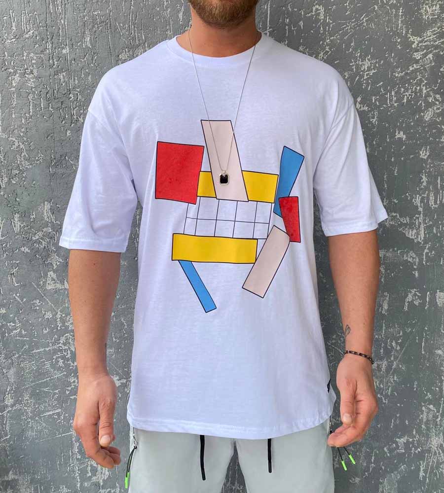 Men's oversized T-shirt -Geometrical- R21031